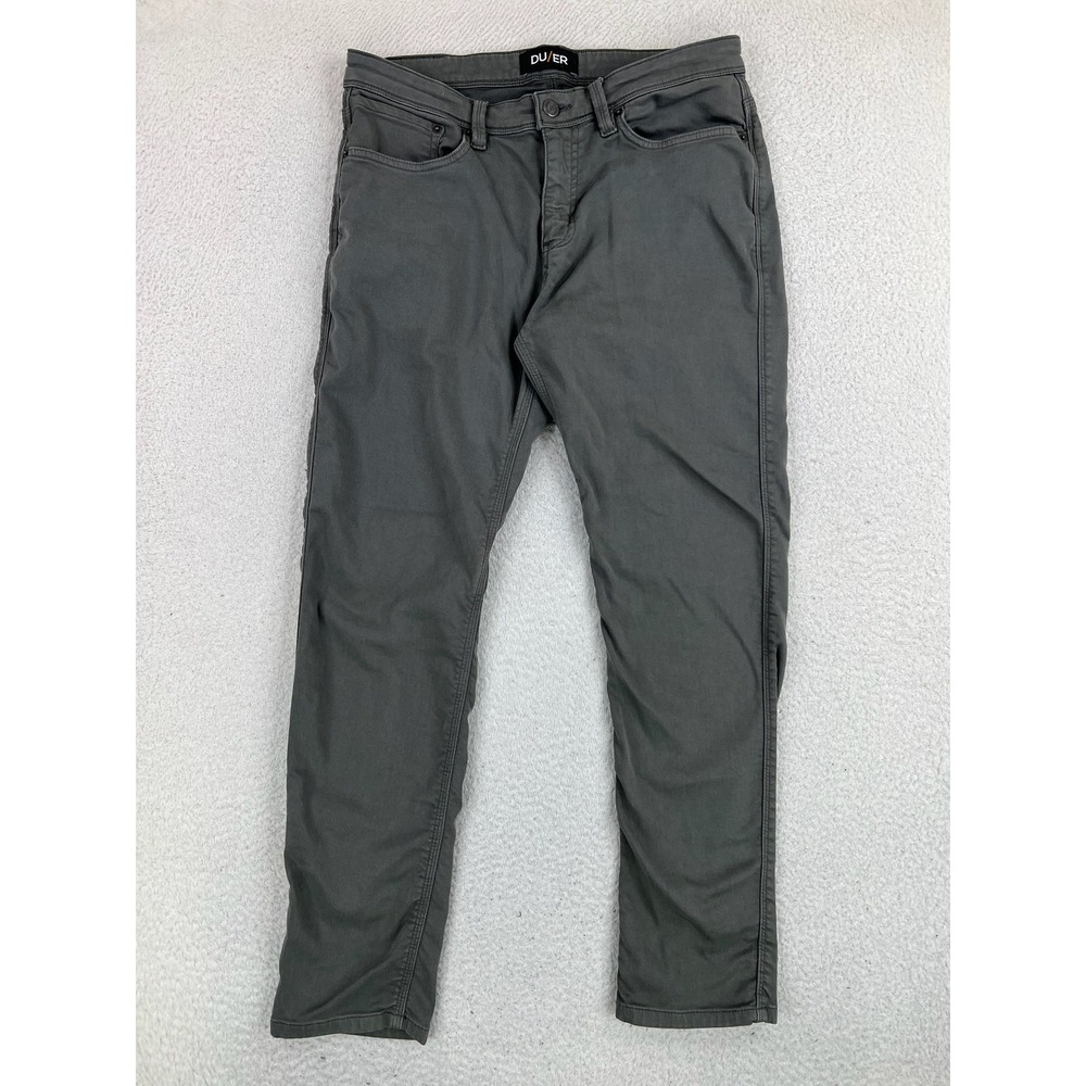 DUER N2X Slim Fit Jeans Mens 33x30 Gray Tapered Stretch Denim Charcoal Wash